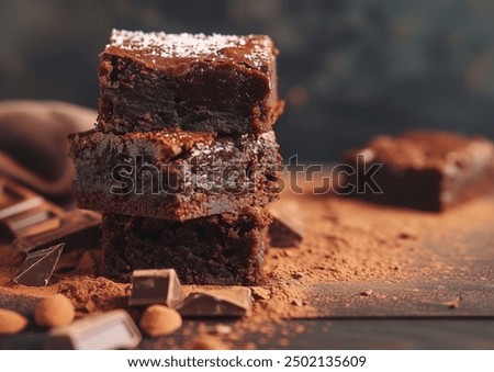 Image, Stock Photo Delicious dessert with brownies and ice cream in restaurant