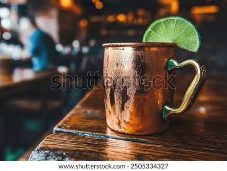 Similar – Image, Stock Photo Moscow Mule cocktail in copper mugs