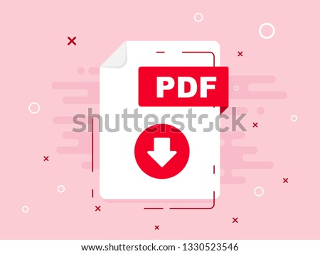 Download PDF icon file with label. Downloading document concept. Banner for business, marketing and advertising. Vector Illustration.