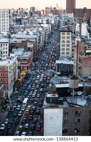 traffic jam on a street in Manhattan, New York