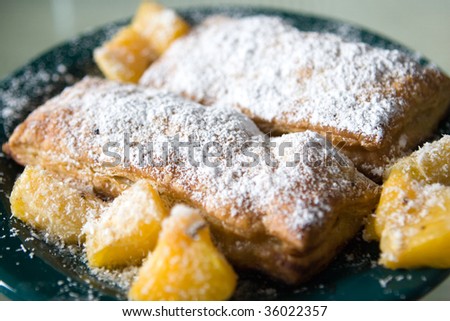 sweet desert with sugar and fruits