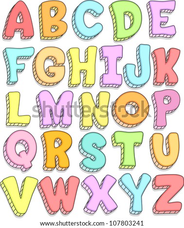 Doodle Illustration Featuring The Capital Letters Of The Alphabet ...