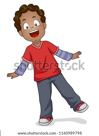 Illustration of a Kid Boy Waddling or Showing How to Waddle