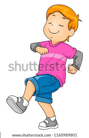 Illustration of a Kid Boy Strutting Forward