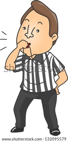 Illustration Of A Male Referee Blowing Whistle - 132095579 : Shutterstock