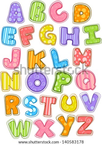 Illustration of Cute and Colorful Alphabet in Uppercase