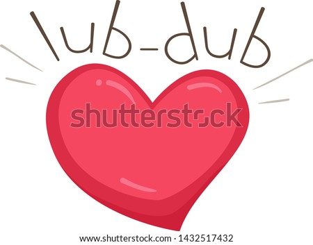 Illustration of Lub Dub Sound and a Beating Heart. Learning Onomatopoeia Zdjęcia stock © 