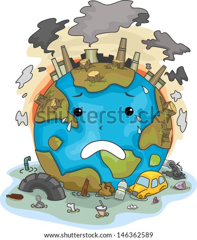 Illustration of Crying Earth Due to Pollution