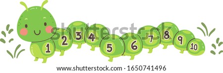 Illustration of a Cute Caterpillar Mascot with Numbers One to Ten