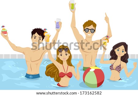 Teen Girls At The Pool Party Bikinis