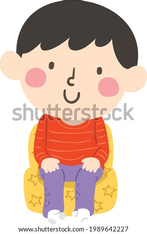 Illustration of a Kid Boy Sitting Down on a Chair, Short Sitting Position