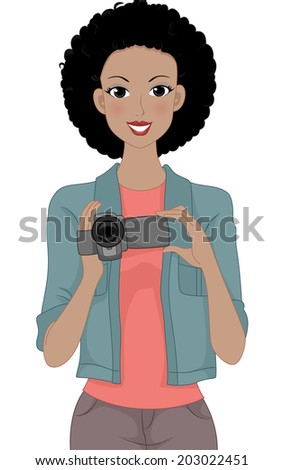 Illustration of a Girl Holding a Video Camera