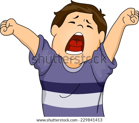 Illustration Featuring A Boy Letting Out A Big Yawn While Stretching ...