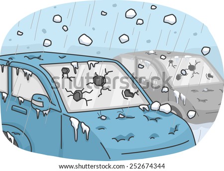 Illustration of Cars Incurring Heavy Damages Due to a Hail Storm