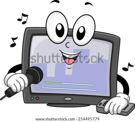 Mascot Illustration of a Karaoke Machine Singing