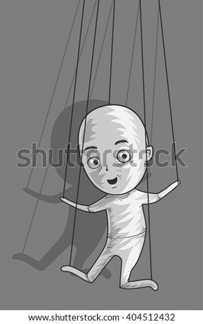 Illustration of a Male Puppet Controlled by Strings