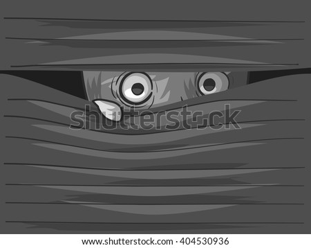 Illustration of an Agoraphobic Man Peeking from Behind His Venetian Blinds