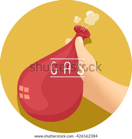 Illustration of a Kid Holding a Balloon Filled with Air