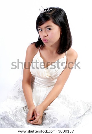Little Princess Series: Eight Year Old Asian Girl pouting her lips