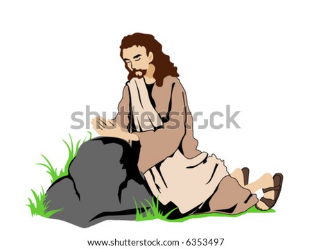 Jesus Christ Praying In Getsemani Stock Vector Illustration 6353497 ...