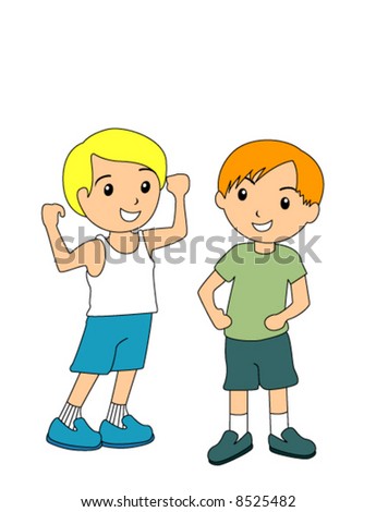 Boy Showing Muscles - Vector - 8525482 : Shutterstock