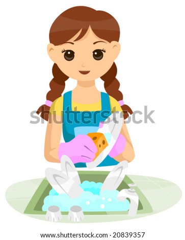 Teenage Washing Dishes - Vector - 20839357 : Shutterstock