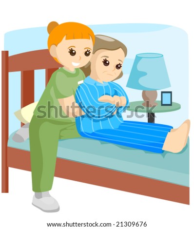 Caregiver Assisting In Bed - Vector - 21309676 : Shutterstock