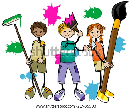 Painting Kids - Vector - 21986503 : Shutterstock