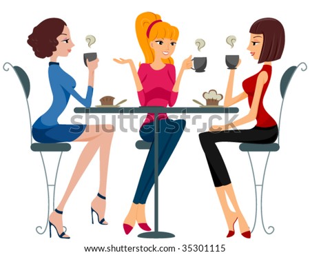 Women Drinking Coffee - Vector - 35301115 : Shutterstock