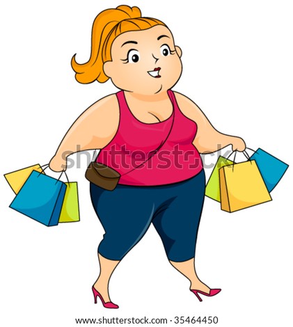 Plump Woman Shopping - Vector - 35464450 : Shutterstock