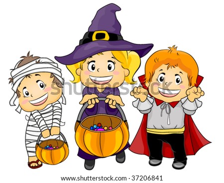 Children In Halloween Costumes - Vector - 37206841 : Shutterstock