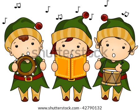 Christmas Elves Caroling - Vector - 42790132 : Shutterstock