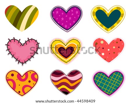 Funky Hearts Patches - Vector - 44598409 : Shutterstock