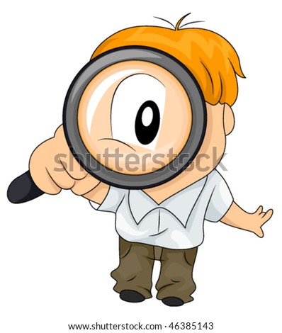 Boy With Magnifying Glass - Vector - 46385143 : Shutterstock