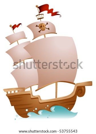 Pirate Ship - Vector - 53755543 : Shutterstock