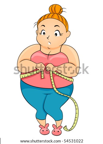 Plump Girl Measuring Waist - Vector - 54531022 : Shutterstock