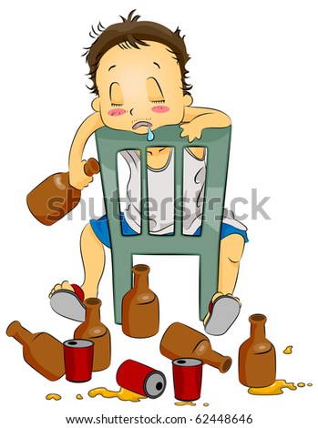 Illustration Featuring A Drunk Man Sitting On A Chair - Vector ...