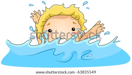 Illustration Of A Drowning Kid - 63835549 : Shutterstock