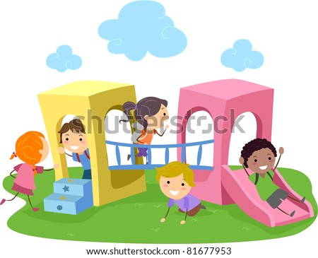 Illustration Of Kids Playing In A Playground - 81677953 : Shutterstock