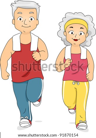 Illustration Of An Old Couple Jogging Together - 91870154 : Shutterstock