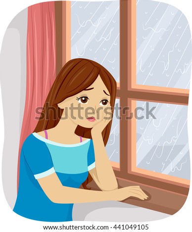 Illustration of a Teenage Girl Suffering from Seasonal Affective Disorder