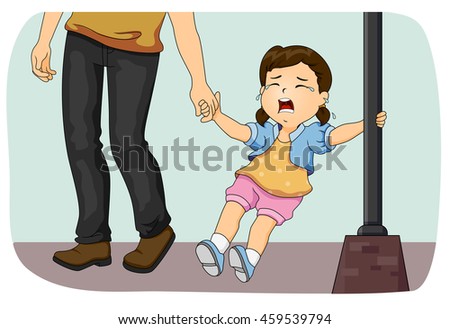 Illustration of a Father Pulling His Crying Daughter Away