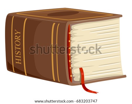 Illustration Featuring a Huge, Yellowed History Book With a Red Tassel Marking One of the Pages ストックフォト © 