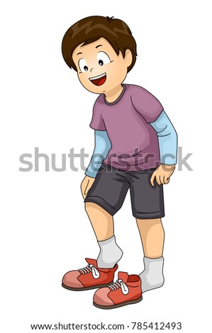 Illustration of a Kid Boy Putting on or Taking Shoes Off