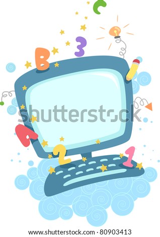 Cute Illustration of a Computer with ABC and 123
