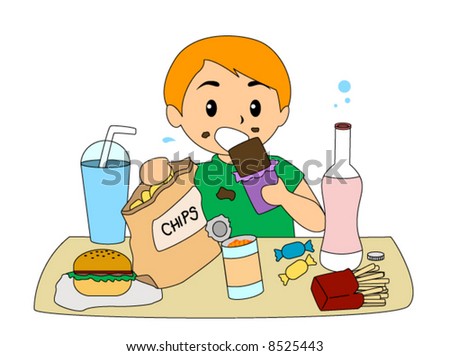 Boy eating Junk Food – Vector