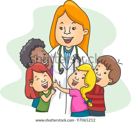 Illustration Of A Pediatrician Surrounded By Kids - 97065212 : Shutterstock