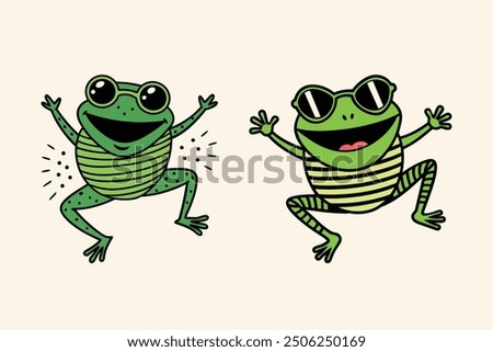 A cartoon frog wearing sunglasses frog character illustration