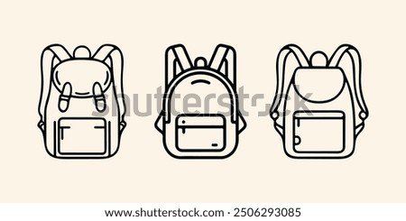 Line art drawing of school bag vector illustration design