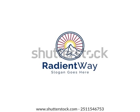 Mountain Sunset Logo I Colorful Mountain Line Art Logo